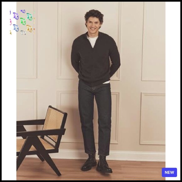 Luxury Cashmere Full Zip Sweater Classic Relaxed Fit Premium Sustainable - Picture 3 of 5